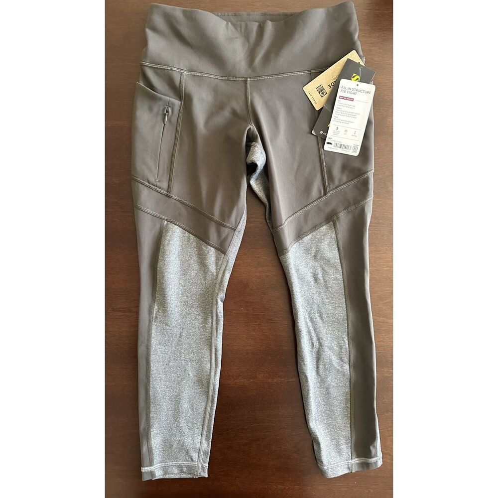 NWT Athleta All in Structure 7/8 Tights Brown Gray Side Pockets Fair Trade